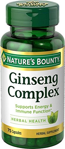 Product Cover Nature's Bounty Ginseng Complex Pills and Herbal Health Supplement, Supports Energy and Immune Function, 75 Capsules