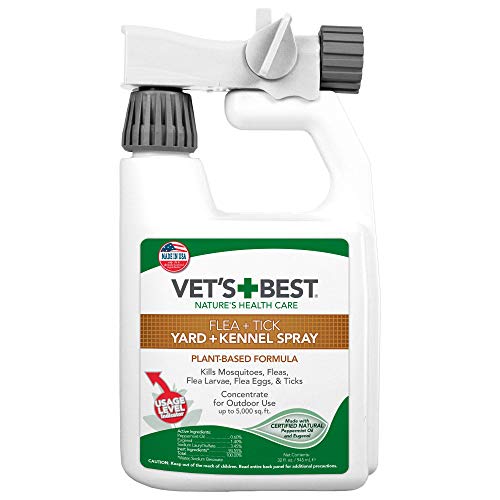 Product Cover Vet's Best Flea and Tick Yard and Kennel Spray | Yard Treatment Spray Kills Mosquitoes, Fleas, and Ticks with Certified Natural Oils | Plant Safe with Ready-to-Use Hose Attachment | 32 Ounces