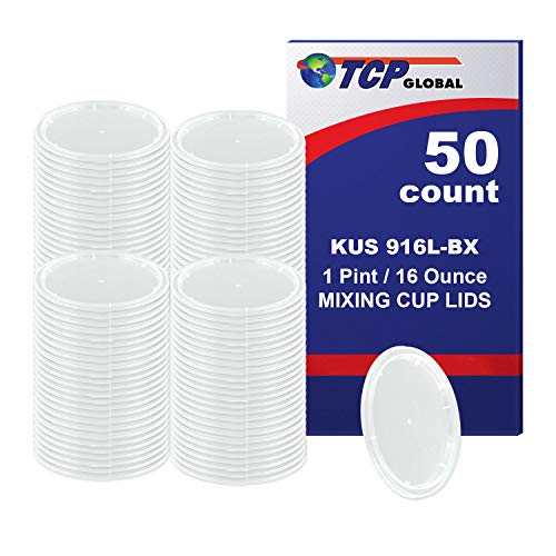 Product Cover Custom Shop /TCP Global (Box of 50 Lids - Pint Size) Exclusively fits TCP Global 16 Ounce Paint Mix Cups