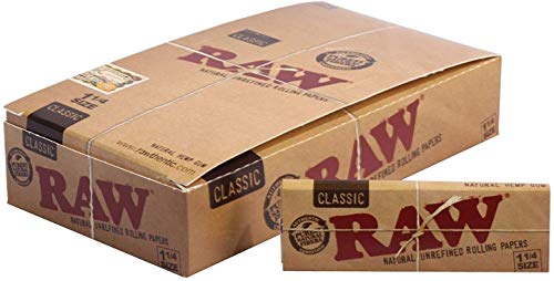 Product Cover Raw Unrefined Classic 1.25 1 1/4 Size Cigarette Rolling Papers Full Box of 24 Packs