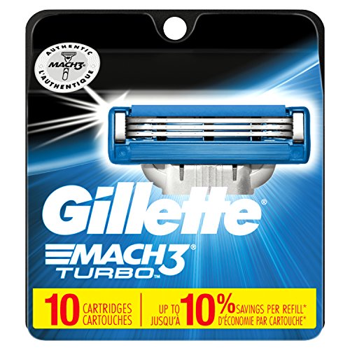 Product Cover Gillette Mach3 Turbo Men's Razor Blade Refills, 10 Count, Mens Razors / Blades