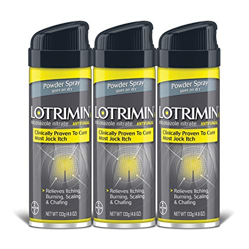 Product Cover Lotrimin AF Jock Itch Antifungal Powder Spray, Miconazole Nitrate 2%, Clinically Proven Effective Treatment of Most Jock Itch, for Adults and Kids Over 2 Years, 4.6 Ounces Spray Can (Pack of 3)