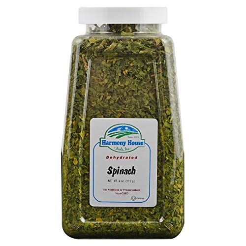 Product Cover Harmony House Dried Spinach Flakes - Dehydrated Vegetables for Cooking, Camping, Emergency Supply and More (3 oz, Quart Jar)