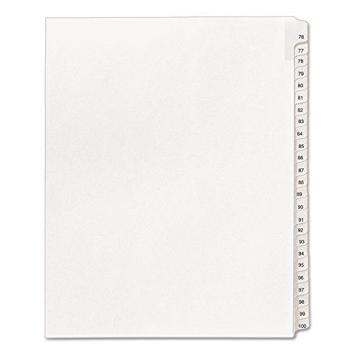 Product Cover Avery Legal Dividers, Allstate Collated Sets, Letter Size, Side Tab, 76-100 Tab Set (01704)