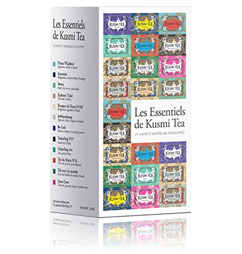 Product Cover Kusmi Tea - Essentials - Assorted Tea Gift Box of Our Best Premium Quality Teas from Our Most Popular Earl Greys to Soothing Herbal Infusions - 12 Tea Flavors in 24 Eco-Friendly Muslin Tea Bags