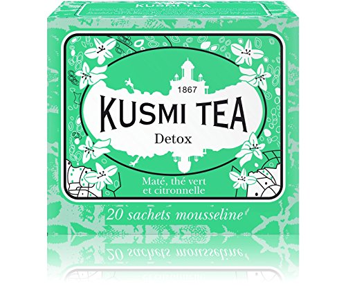 Product Cover Kusmi Tea - Detox - Natural Green Tea with Lemongrass, Scent of Lemon and Blend of Yerba Mate - All Natural Premium Loose Leaf Green Detox Tea in 20 Eco-Friendly Muslin Tea Bags