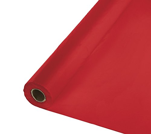 Product Cover Creative Converting 100' Roll Plastic Table Cover, Classic Red - 011131