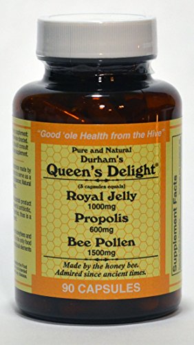 Product Cover Durhams Queens Delight (Royal Jelly 1000mg, Propolis 600mg, Beepollen 1500mg) in 3 Daily Capsules