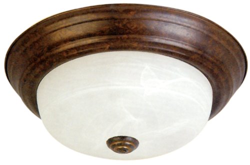 Product Cover Yosemite Home Decor JK101-11DB 2-Light Flush Mount with Marble Glass Shade, Dark Brown, 11-Inch