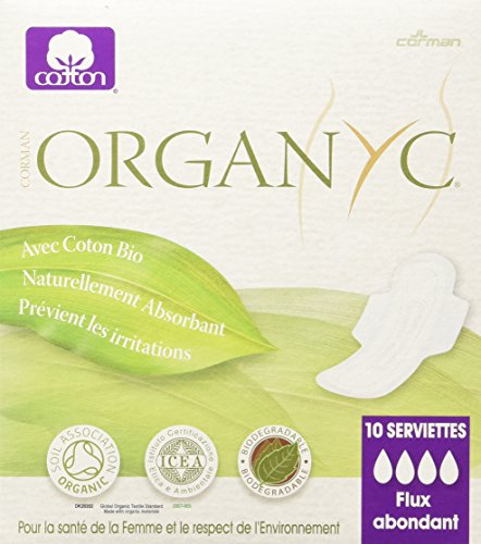 Product Cover ORGANYC Hypoallergenic 100% Organic Cotton Pads Night Wings, 10-count Boxes (Pack of 2)
