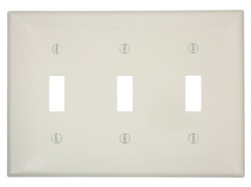 Product Cover Leviton 80711-T 3-Gang Toggle Device Switch Wallplate, Light Almond