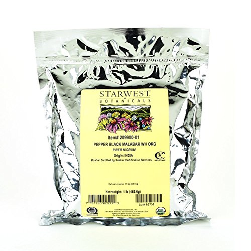 Product Cover Starwest Botanicals Organic Malabar Black Pepper Whole, 1 Pound