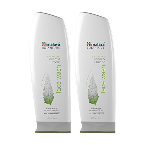Product Cover Himalaya Botanique Neem & Turmeric Natural Face Wash & Cleanser for Oily and Acne Prone Skin, 5.07 Oz/150 ml (2 Pack)