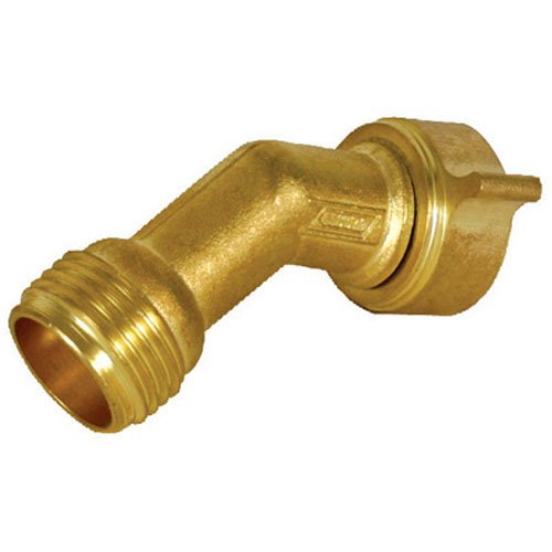 Product Cover Camco 45 Degree Hose Elbow- Eliminates Stress and Strain On RV Water Intake Hose Fittings, Solid Brass (22605)
