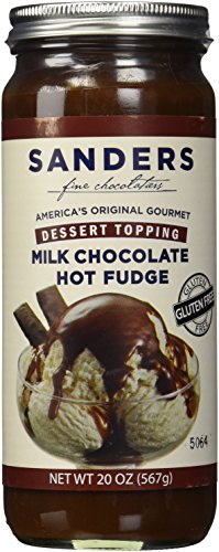 Product Cover Sanders Hot Fudge Topping Sauce, Milk Chocolate Ice Cream Sundae Dessert Topping, 20 oz Jar