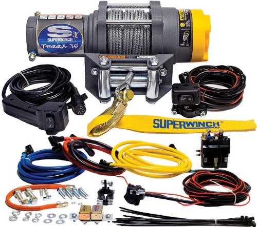 Product Cover Superwinch 1135220 Terra 35 3500lbs/1591kg single line pull with roller fairlead, handlebar mnt toggle, handheld remote
