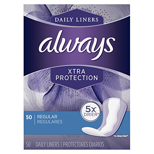 Product Cover Always Xtra Protection Daily Feminine Panty Liners for Women, Regular,  Unscented, 50 Count - Pack of 6 (300 Total Count)