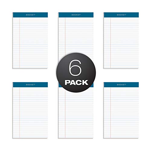 Product Cover TOPS Docket Writing Tablet, 5 x 8 Inches, Perforated, White, Narrow Rule, 50 Sheets per Pad, 6 Pads per Pack (63366)