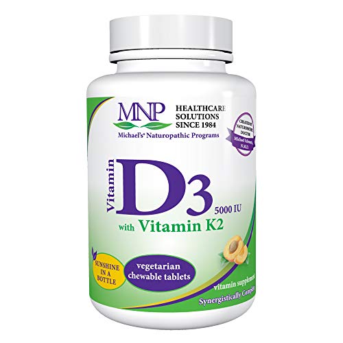 Product Cover Michael's Naturopathic Programs Vitamin D3 with K2 - 5000 IU, 90 Chewable Tablets - Apricot Flavor - Skeletal & Immune System Support Supplement - Vegetarian, Kosher - 90 Servings