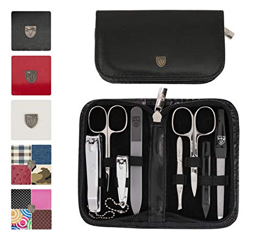 Product Cover 3 Swords Germany - brand quality 8 piece manicure pedicure grooming kit set for professional finger & toe nail care scissors clipper fashion leather case in gift box, Made in Solingen Germany (21309)