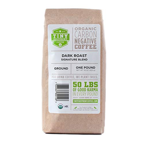 Product Cover Tiny Footprint Coffee - Organic Signature Blend Dark Roast | Ground Coffee | USDA Organic | Carbon Negative | 16 Ounce (Pack of 2)
