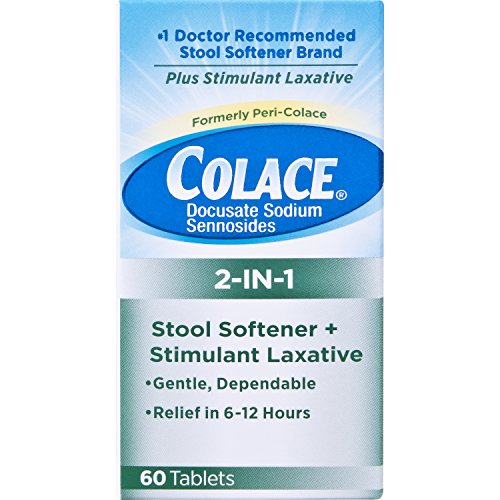 Product Cover Colace 2-IN-1 Stool Softener & Stimulant Laxative Tablets, 60 Count, Gentle Constipation Relief in 6-12 Hours