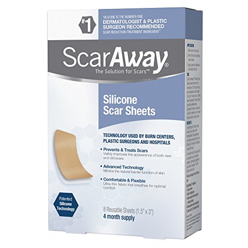 Product Cover ScarAway Professional Grade Silicone Scar Treatment Sheets, Prevents & Treats Old and New Scars, 8 Count (Pack of 1)