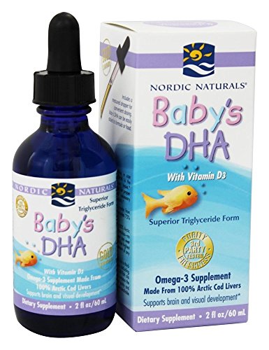 Product Cover Nordic Naturals Baby's DHA Liquid - Omegas From Arctic Cod Liver Oil Support Brain, Vision and Healthy Development, With Vitamin A and Vitamin D3, 2 Ounce