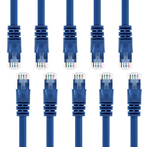 Product Cover GearIT 10 Pack, Cat 6 Ethernet Cable Cat6 Snagless Patch 7 Feet - Computer LAN Network Cord, Blue - Compatible with 10 Port Switch POE 10port Gigabit