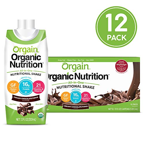 Product Cover Orgain Organic Nutritional Shake, Creamy Chocolate Fudge - Meal Replacement, 16g Protein, 21 Vitamins & Minerals, Gluten Free, Soy Free, Kosher, Non-GMO, 11 Ounce, 12 Count (Packaging May Vary)
