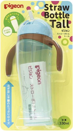 Product Cover Pigeon 'Tall' Baby Training Drinking Cup Straw Bottle BPA Free for 9 Months+ (Blue)