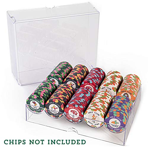 Product Cover 200 Ct Acrylic Poker Chip Tray with Lid - Clear Storage Display Case for Chips - Small Plastic Rack for Collectible Coin, Change, & Tokens - Casino Game Dealer Supplies - Cool Table Accessories