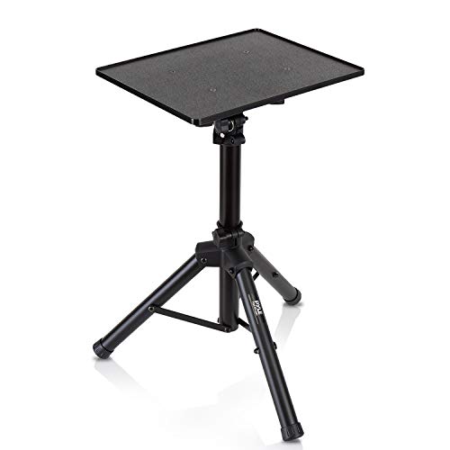 Product Cover Universal Laptop Projector Tripod Stand - Computer, Book, DJ Equipment Holder Mount Height Adjustable Up to 35 Inches w/ 14'' x 11'' Plate Size - Perfect for Stage or Studio Use - PylePro PLPTS2
