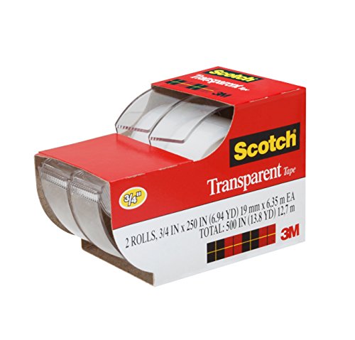Product Cover Scotch Transparent Tape, Standard Width, Engineered for Office and Home Use, Glossy Finish, 3/4 x 250 Inches, 2 Rolls (2157SS)