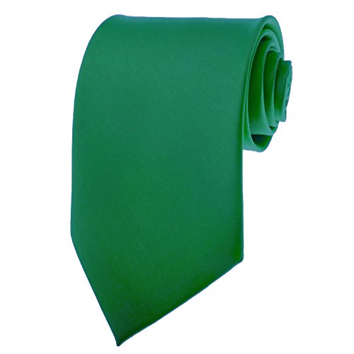 Product Cover Mens Solid Kelly Green Satin Necktie Neck Tie