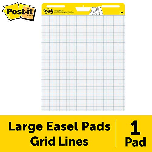 Product Cover Post-it Super Sticky Easel Pad, 25 x 30 Inches, 30 Sheets/Pad, 1 Pad (560SS), Large White Grid Premium Self Stick Flip Chart Paper, Super Sticking Power