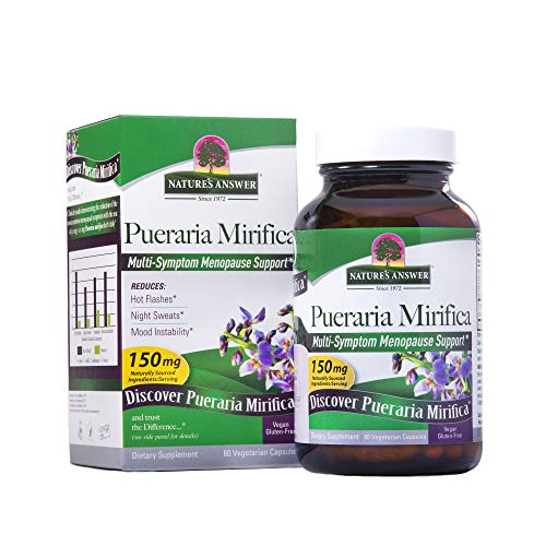 Product Cover Nature's Answer Pueraria Mirifica Vegetarian Capsules Contains Folic Acid & Vitamin B12 | Promotes Women's Health | Menopause Relief | Gluten-Free & Vegan 60-Count