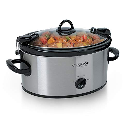 Product Cover Crock-Pot Cook & Carry 6-Quart Oval Portable Manual Slow Cooker | Stainless Steel (SCCPVL600S)