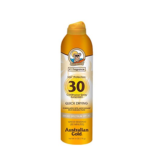 Product Cover Australian Gold Continuous Spray Sunscreen SPF 30, 6 Ounce | Dries Fast | Broad Spectrum | Water Resistant