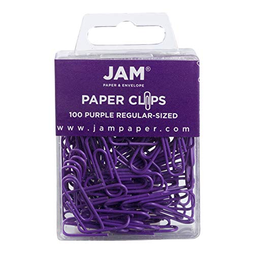 Product Cover JAM PAPER Colorful Standard Paper Clips - Small 1 Inch - Purple Paperclips - 100/Pack