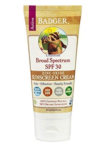 Product Cover Badger - SPF 30 Active Mineral Sunscreen Cream for Face and Body, Unscented - 2.9oz Tube
