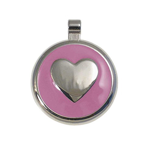 Product Cover LuckyPet Heart Jewelry Pet ID Tag for Cats and Dogs, Personalized Engraving on The Back Side, Small Pink Heart