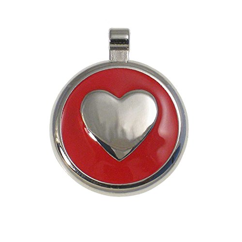 Product Cover LuckyPet Heart Jewelry Pet ID Tag for Cats and Dogs, Personalized Engraving on The Back Side, Small Red Heart
