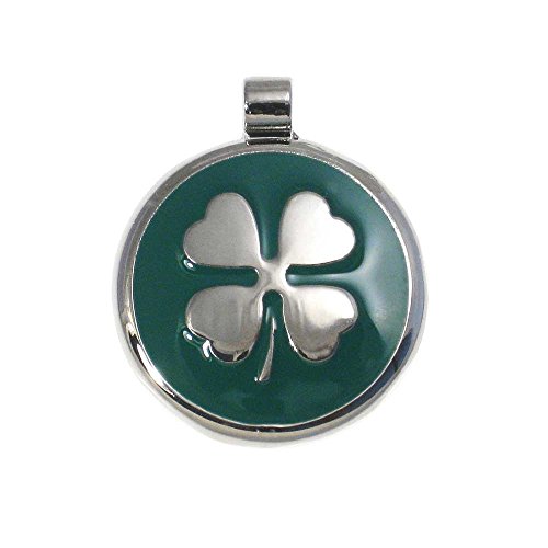 Product Cover LuckyPet Pet ID Tag - Clover Jewelry Tag - Dog & Cat Pet Tags - Custom Engraved on The Back Side - Size: Large, Color: Green