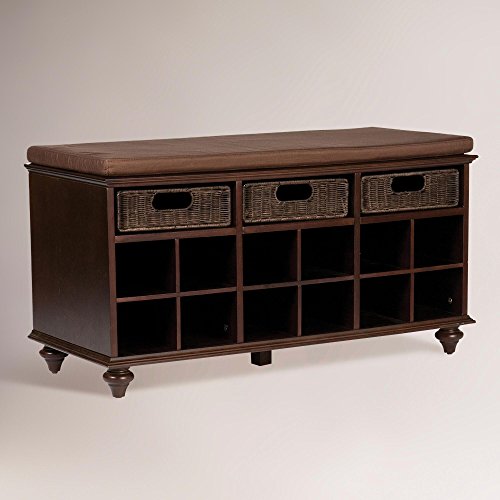 Product Cover Chelmsford Entryway Storage Bench - Shoe Cubbies w/ Fixed Shelves - Expresso Finish