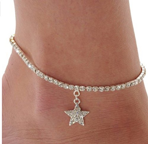 Product Cover Rhinestone Stretch Anklet Bracelet Star Charm Austrian Crystal Ankle Clear
