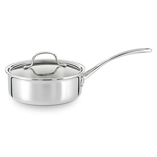 Product Cover Calphalon Tri-Ply Stainless Steel Cookware, Shallow Sauce Pan, 2 1/2-quart