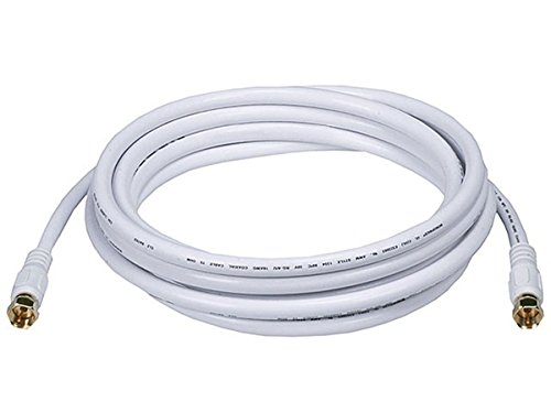 Product Cover Monoprice RG6 Quad Shield CL2 Coaxial Cable with F Type Connector, 10ft, White