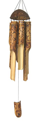 Product Cover Beachcombers 41.25-Inch Long Burnt Flower Bamboo Windchime Brown