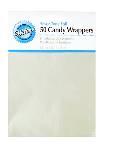 Product Cover Wilton Foil Candy Wrappers, 4 by 4-Inch, Silver, 50/Pack
